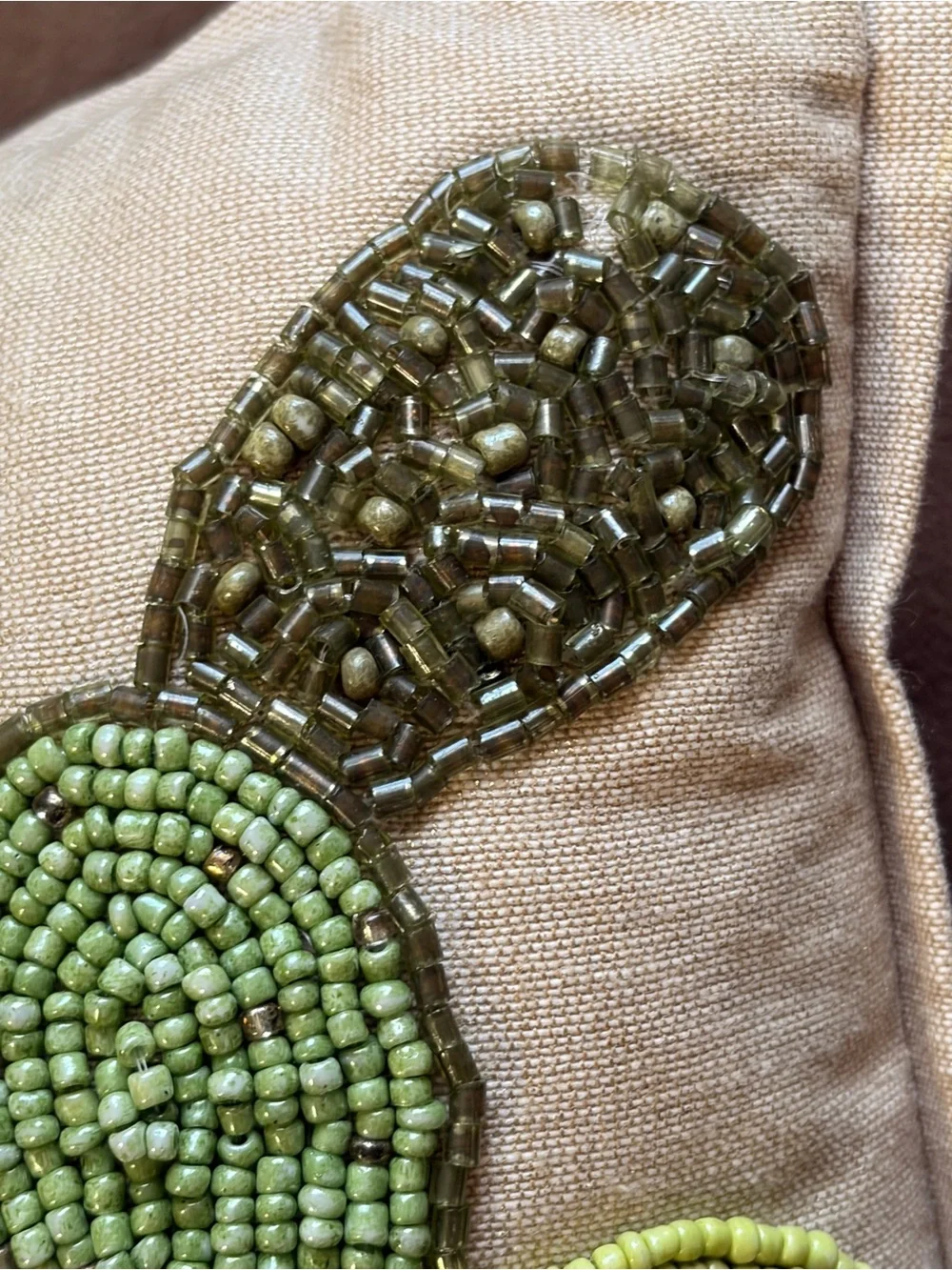 PIER 1 Beaded Cactus Floral Decorative Pillow - Tan Background  12